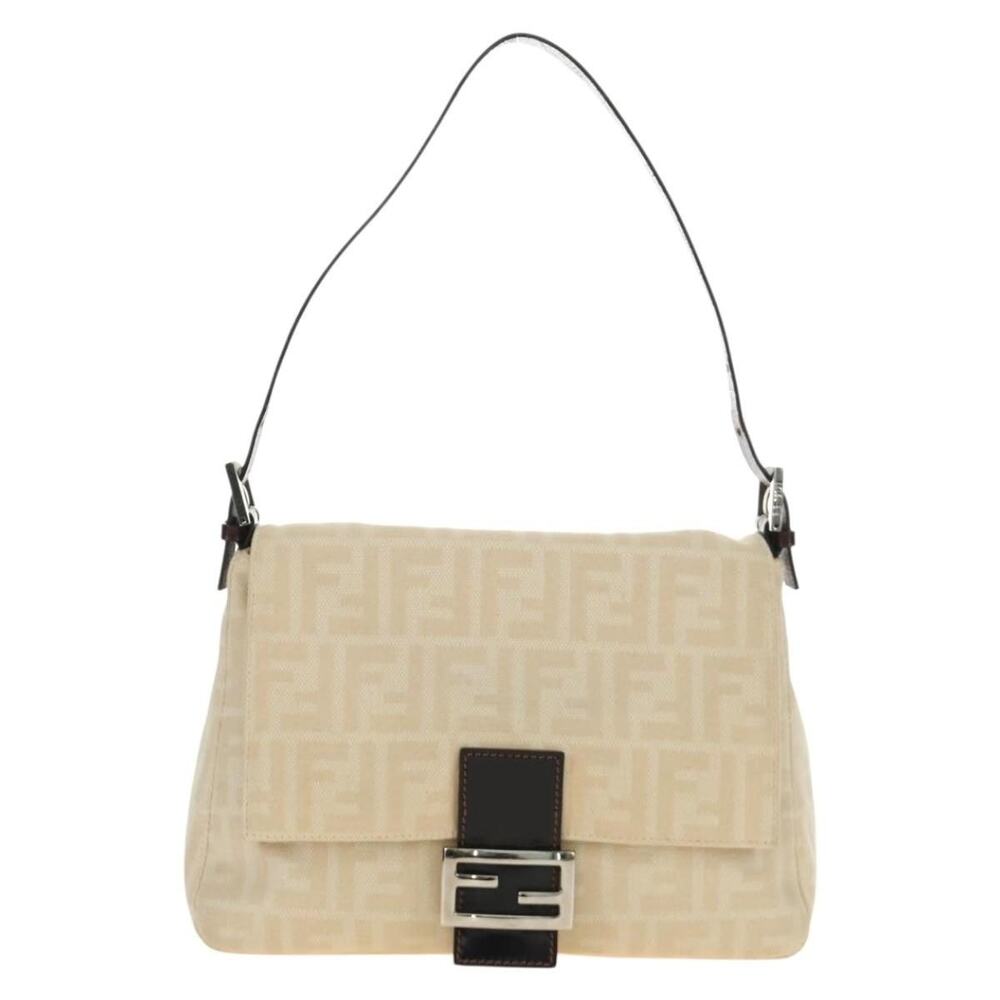 Fendi Zucca Mamma Baguette Shoulder Bag Beige